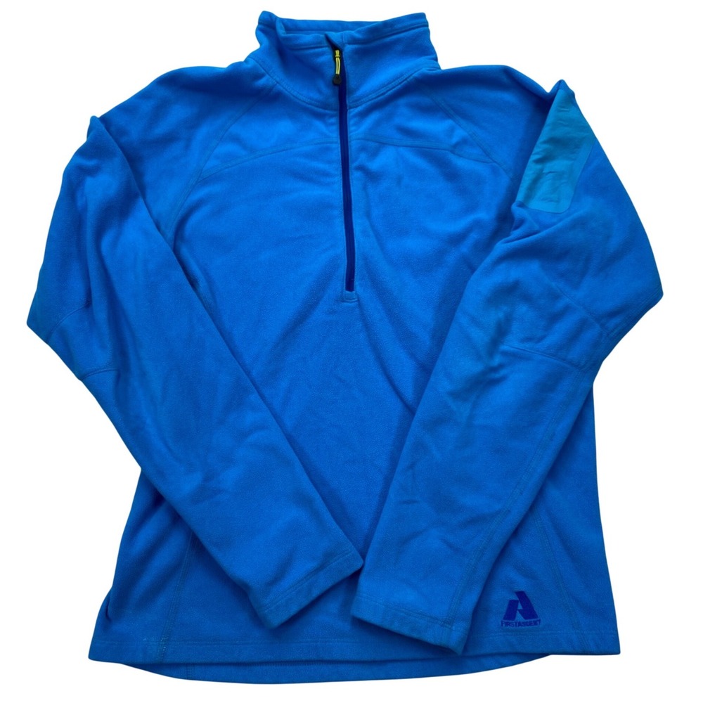 Eddie Bauer First Ascent Fleece Pullover Womens Med Quarter Zip Blue Arm Pocket